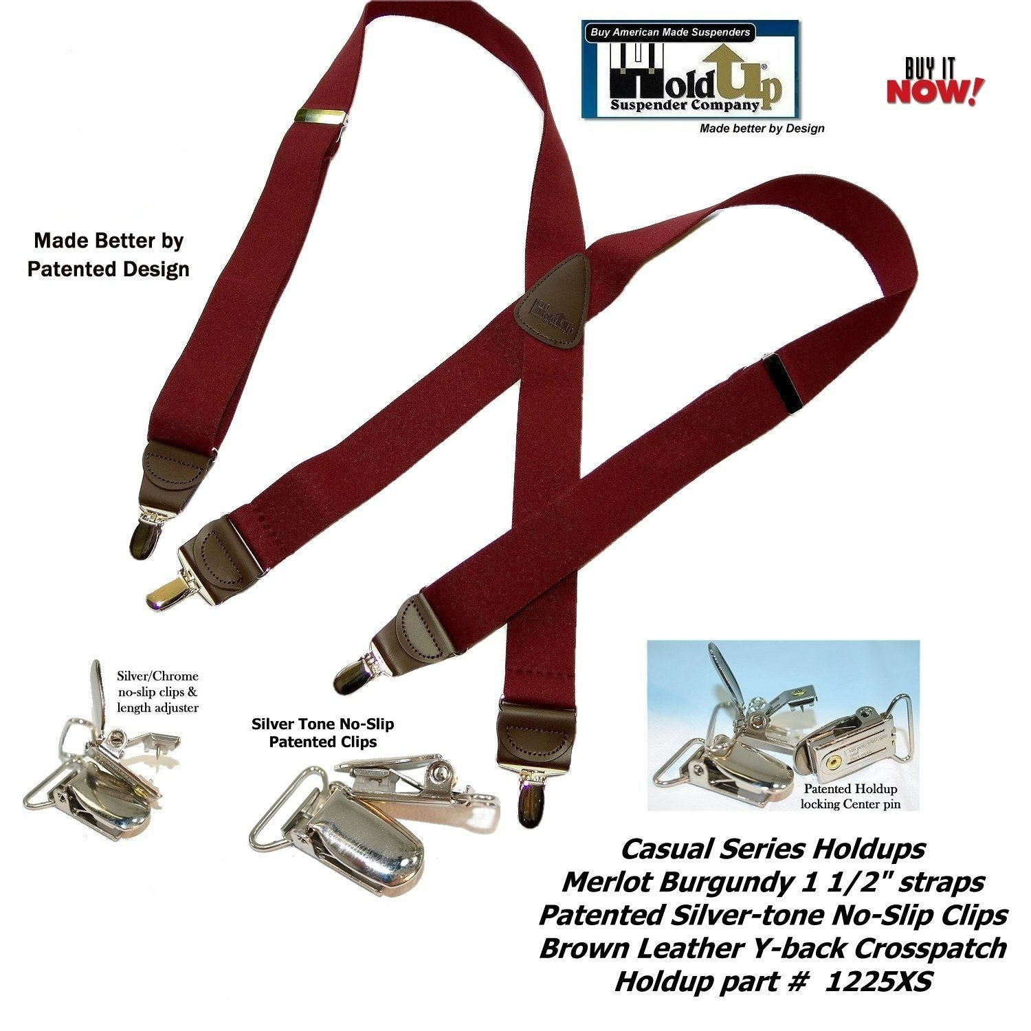 HoldUp Brand Merlot Burgundy 1 1/2 wide suspenders in X-back style wi –  Holdup-Suspender-Company