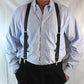 Holdup Brand Black Formal Series 1" Satin Finished Suspenders in Y-back with Nickel No-slip Clips