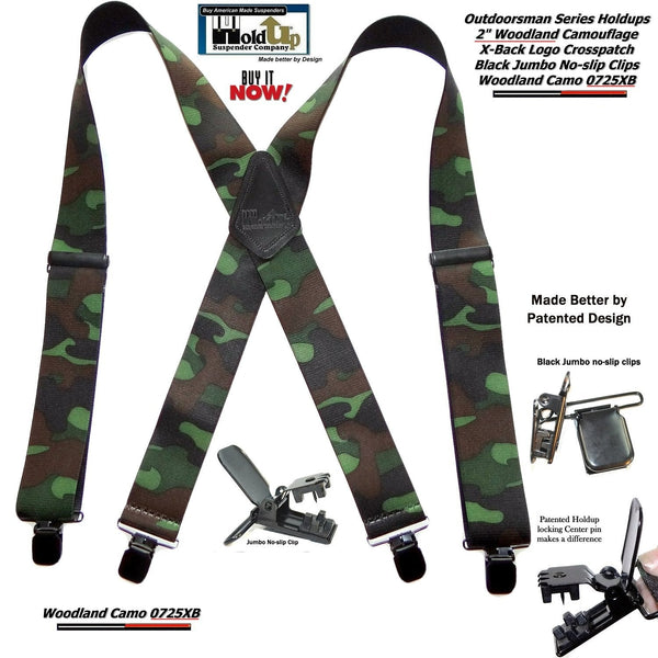 Holdup brand Woodland Camouflage pattern Hunting Suspenders – Holdup