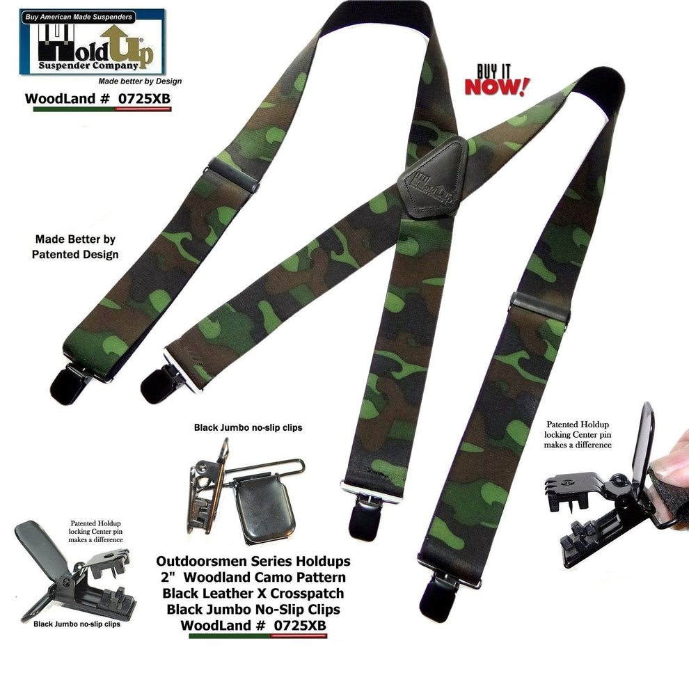 Holdup brand Woodland Camouflage pattern Hunting Suspenders – Holdup