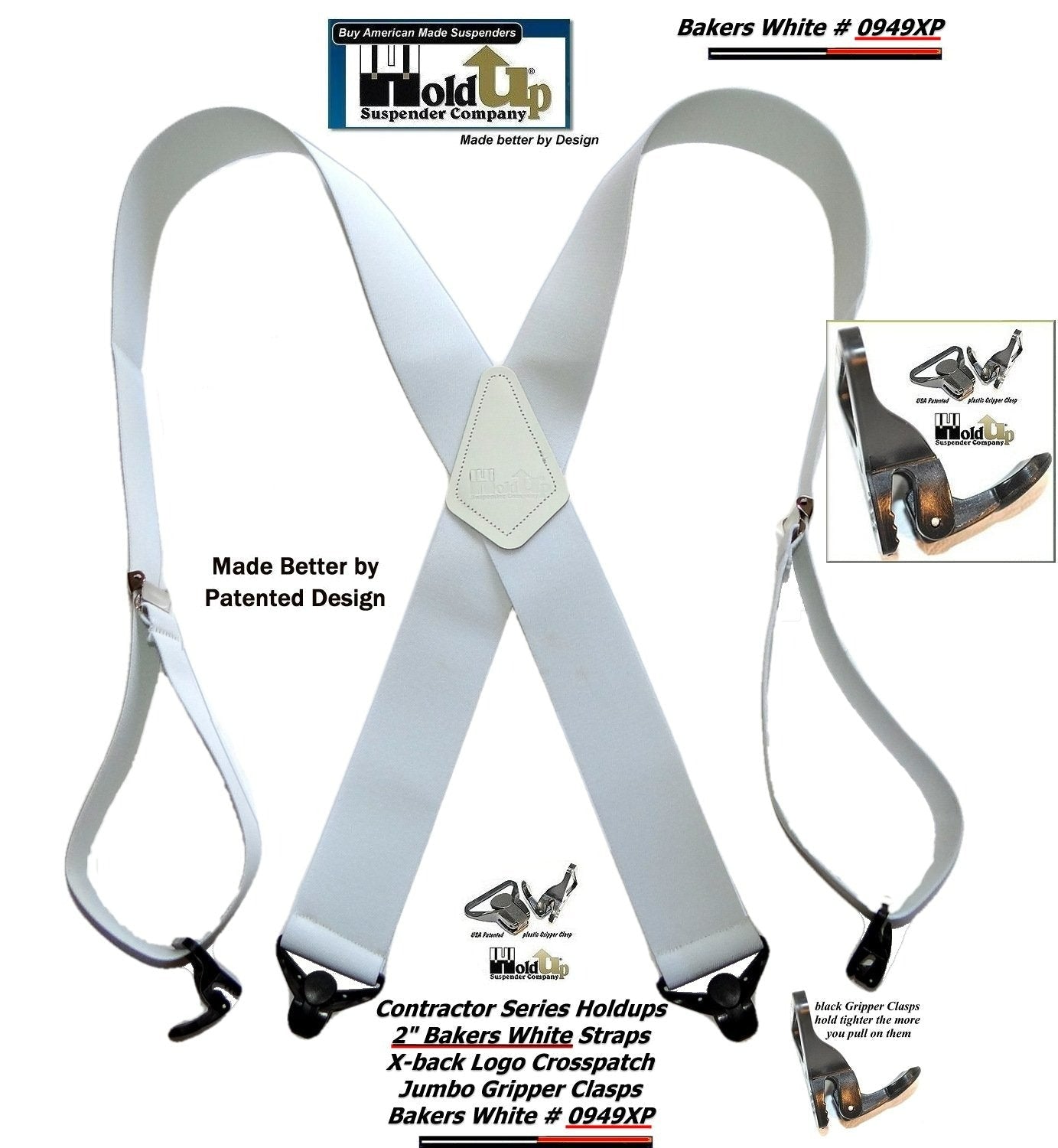 Holdup Suspender Contractor Series Bakers White 2