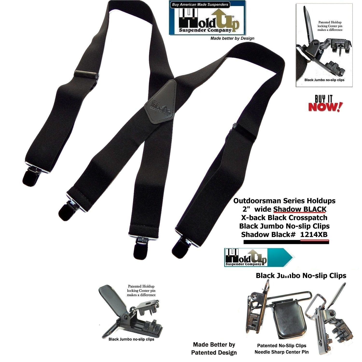 Hold-Up Brand Shadow Black Heavy Duty Work Suspenders are 2