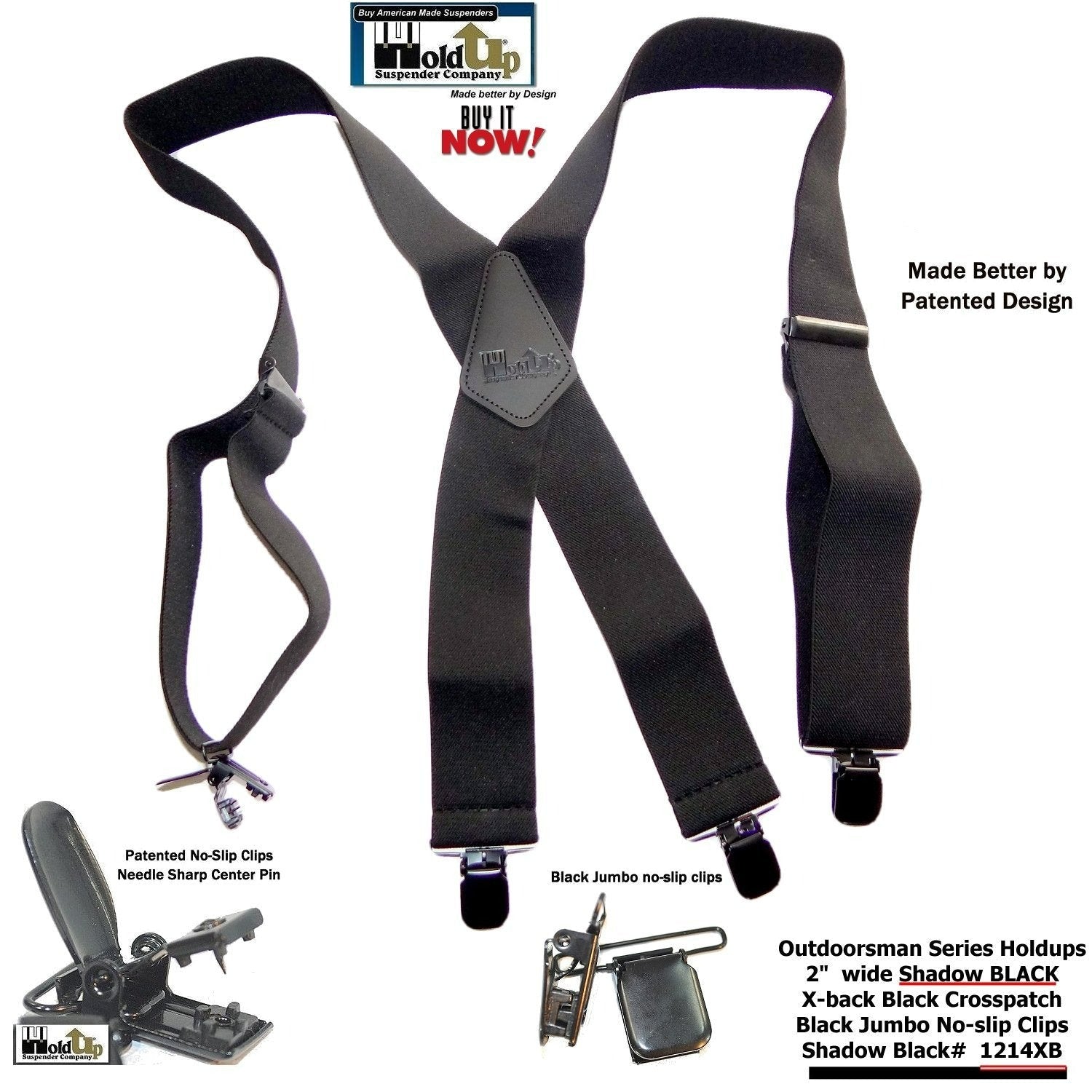 Hold-Up Brand Shadow Black Heavy Duty Work Suspenders are 2